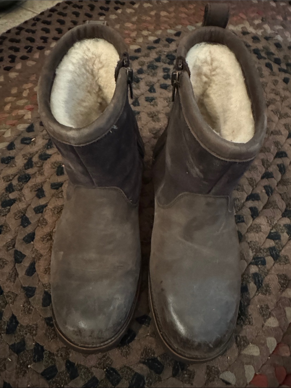 UGG Men's Brown Suede Shearling Ankle Boots